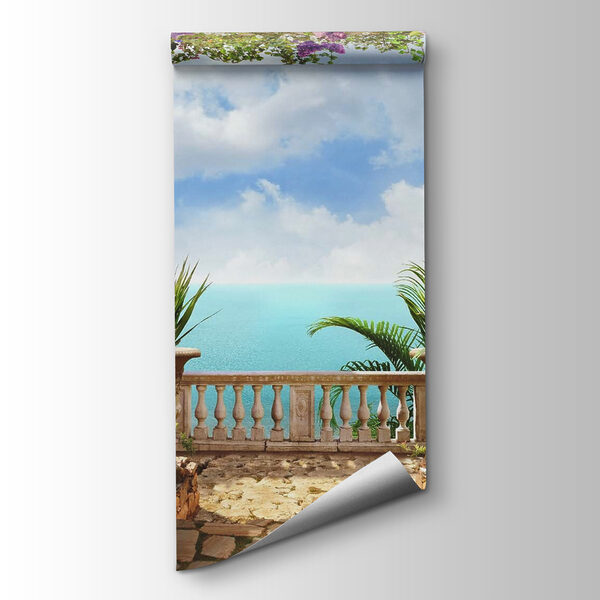 Balcony with plants and a view of the ocean Balcony with plants and a view of the ocean