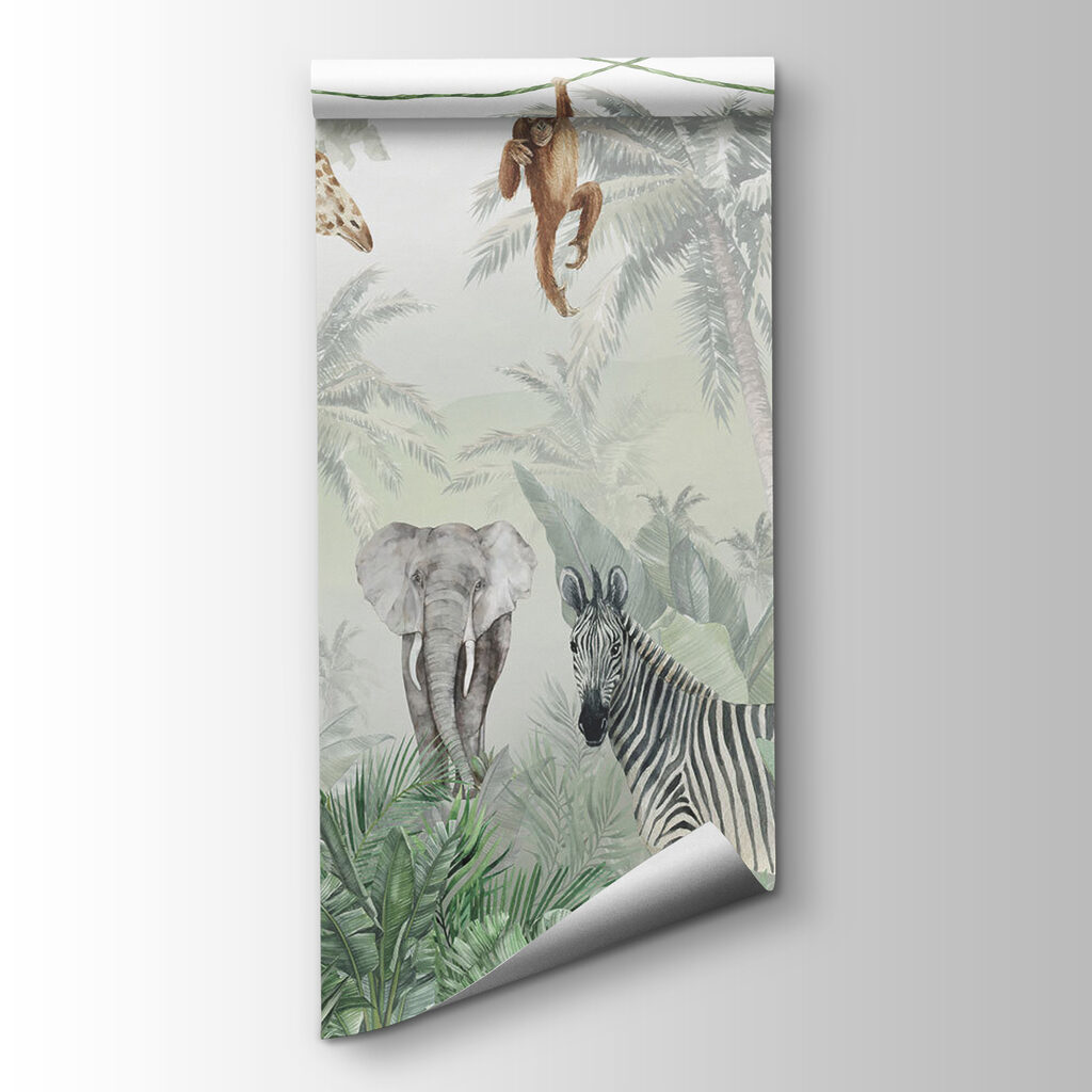 Wall mural of animals in the jungle