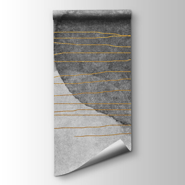 Grey and white painting with orange lines