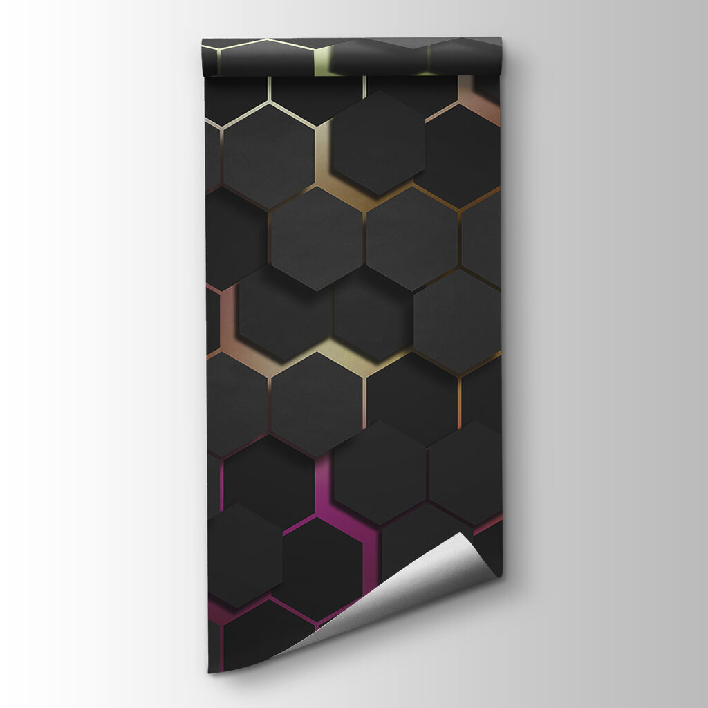 A group of black hexagons