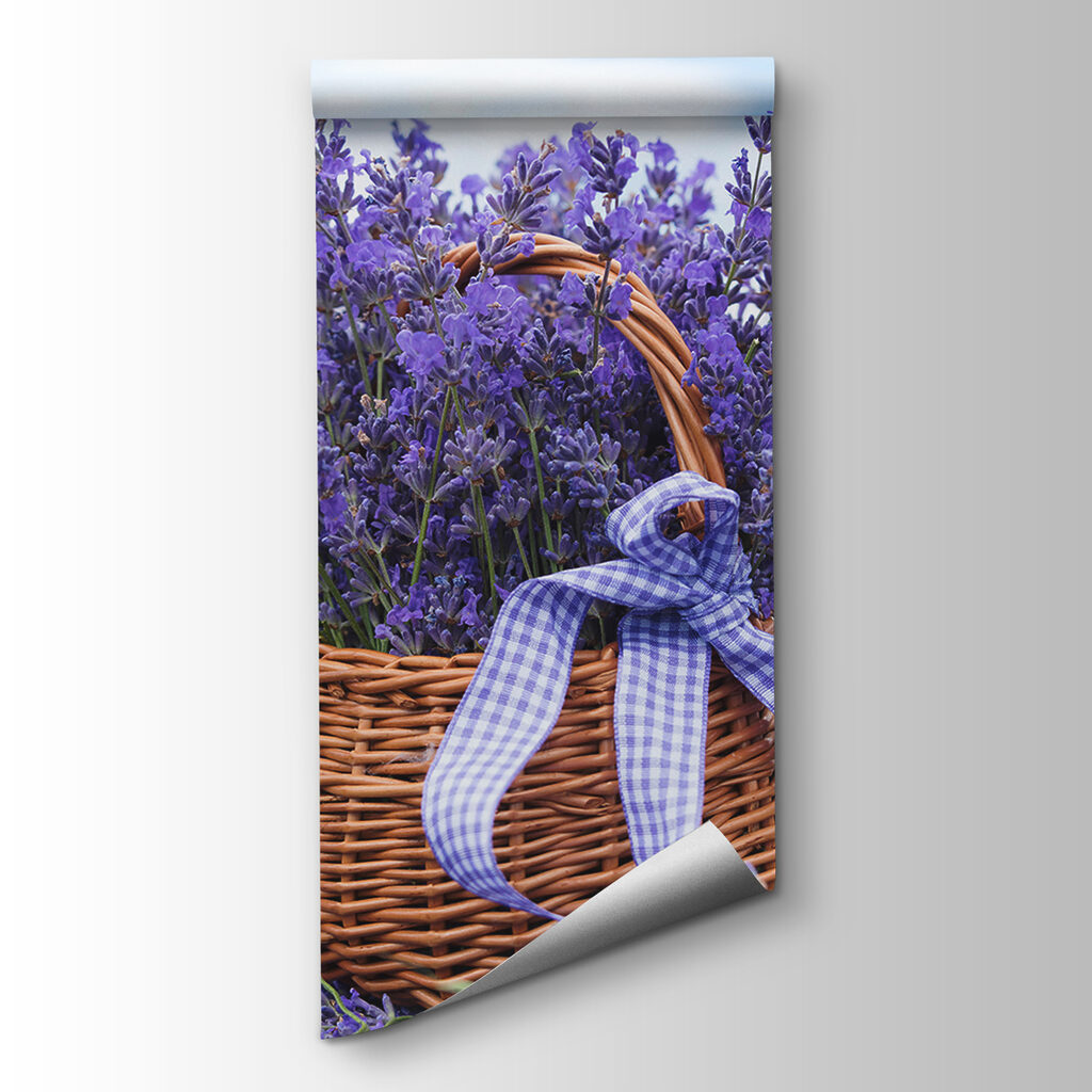 Basket of purple flowers