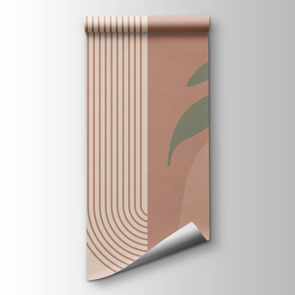 Green and pink lines and a leaf