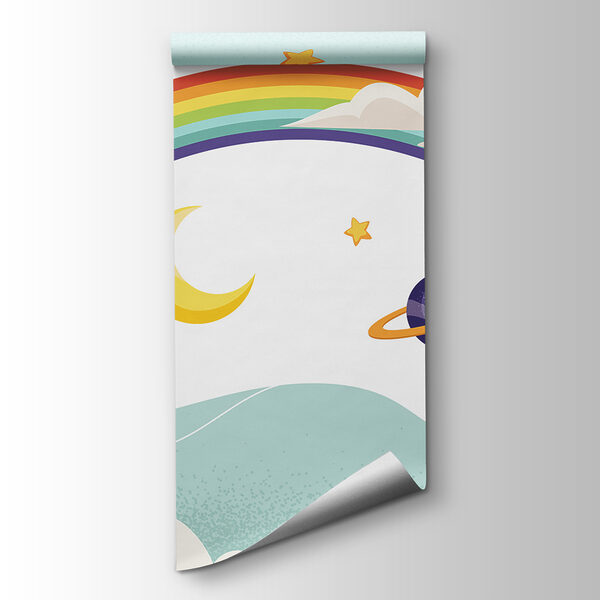 Rainbow with planets and stars