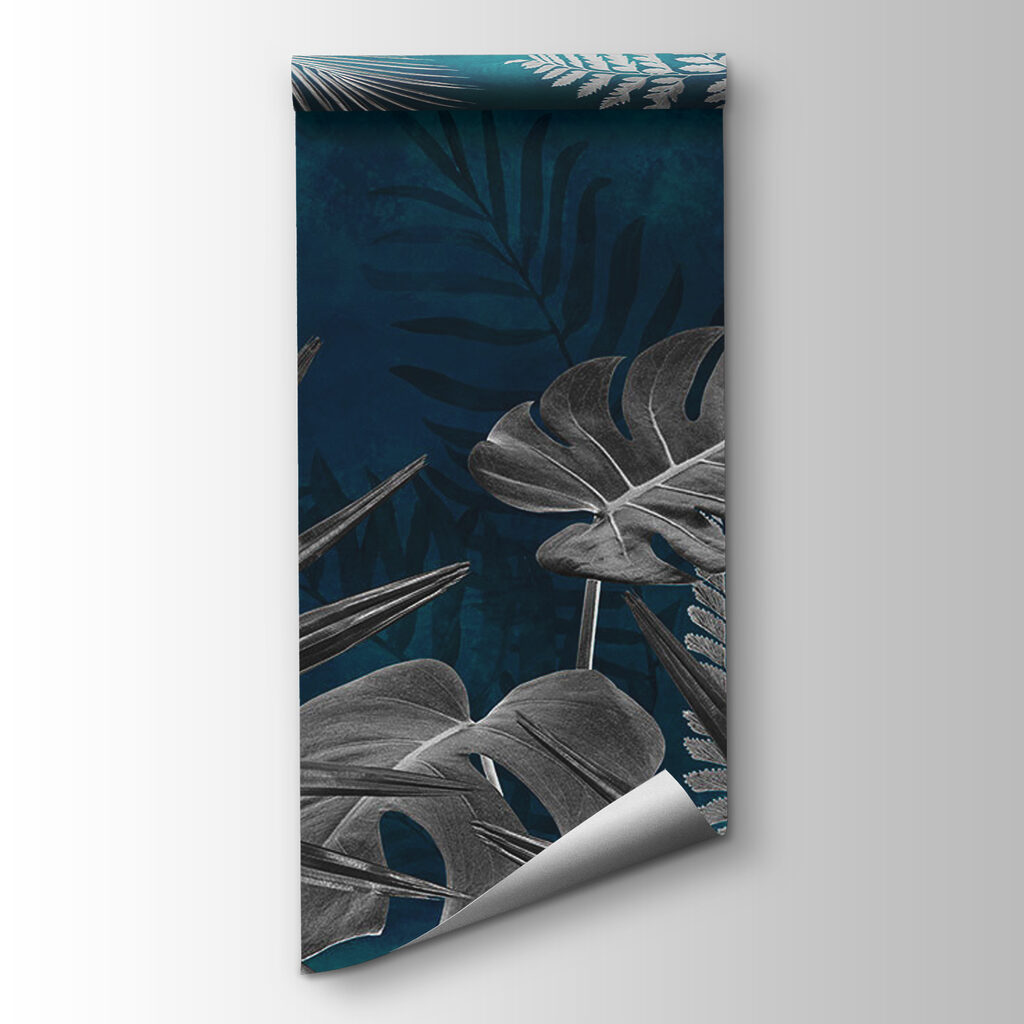 Group of leaves on a blue background