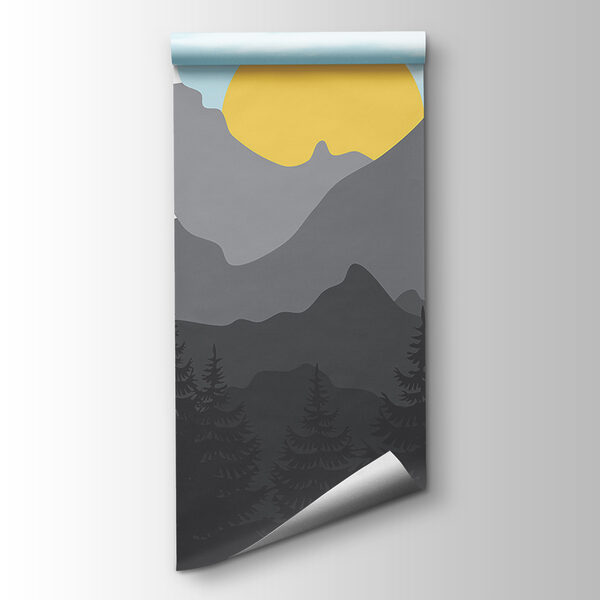 Yellow airplane flying over mountains