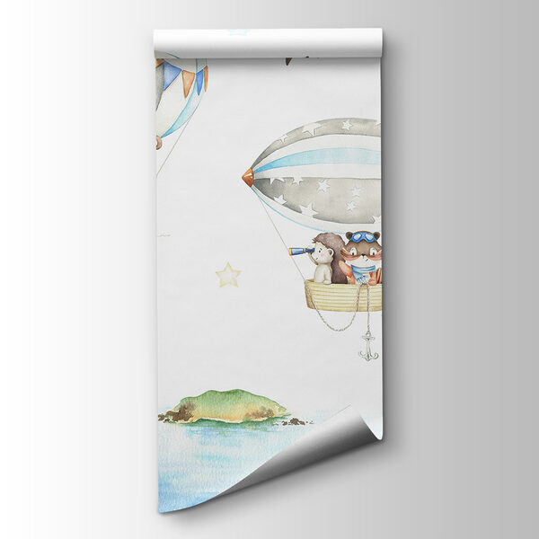 Group of animals in hot air balloons