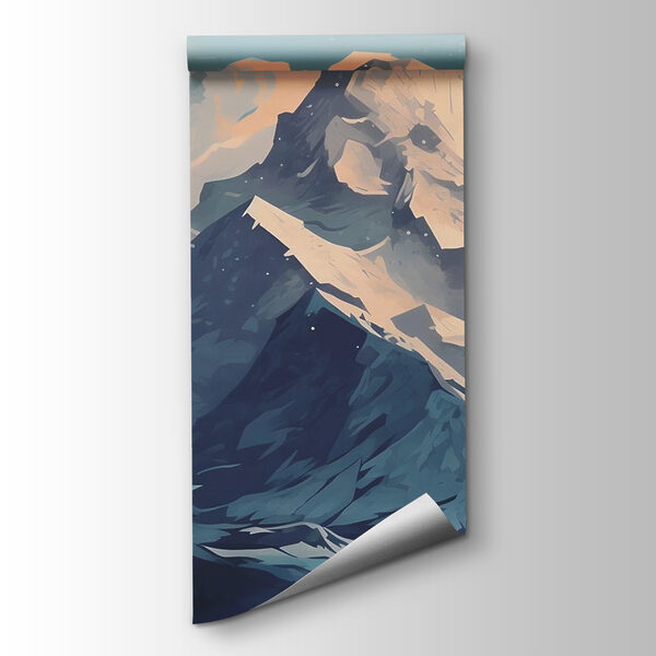 Mountain range with trees and clouds