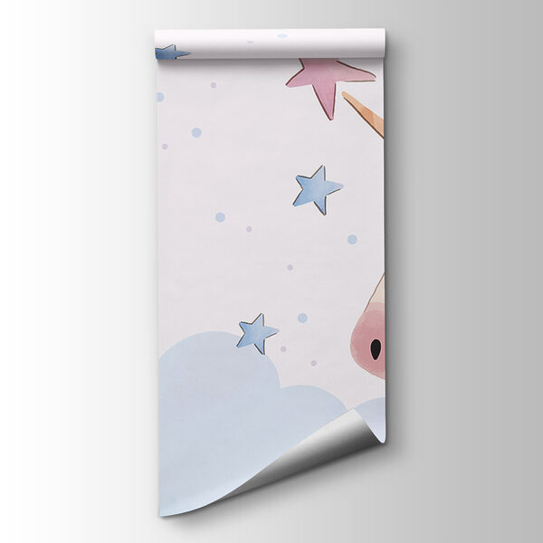 A unicorn with stars and clouds