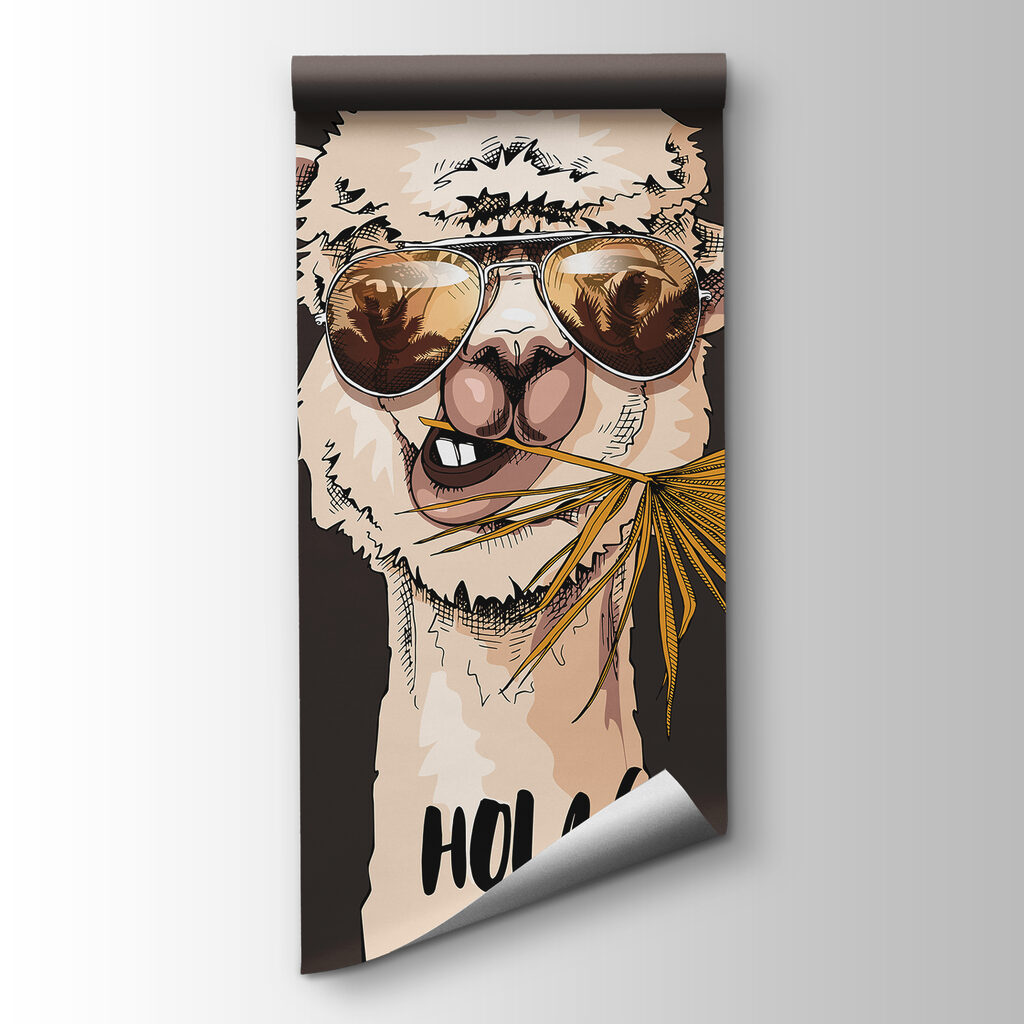 A llama wearing sunglasses and eating a leaf A llama wearing sunglasses and eating a leaf