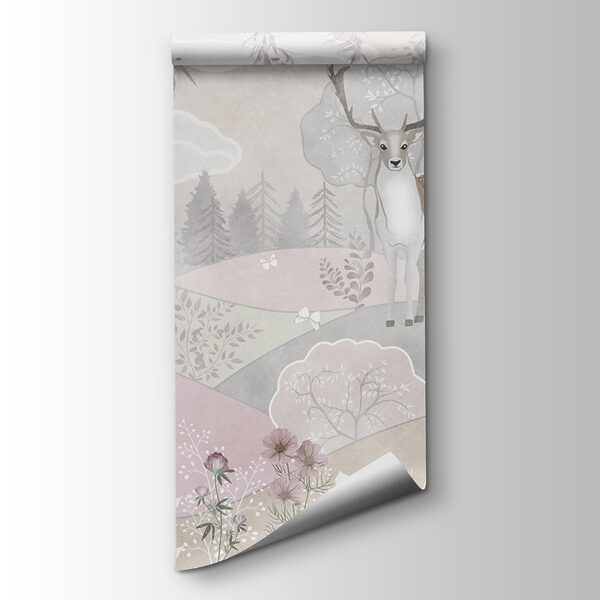 A wallpaper with animals and trees