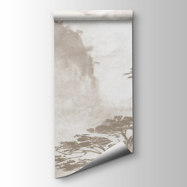 Painting of trees and mountains