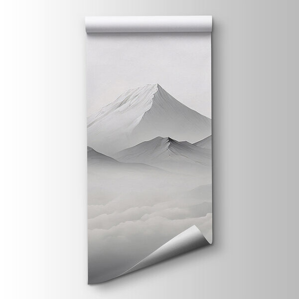 A mountain range with clouds