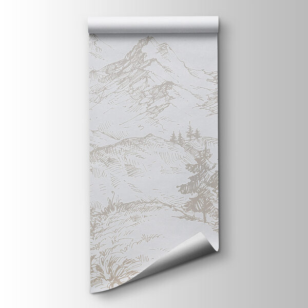 A drawing of a road and trees