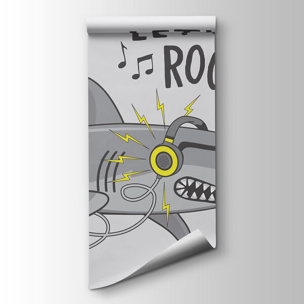 Cartoon shark with headphones