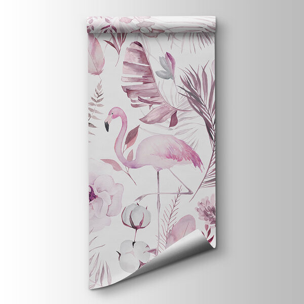 A pattern of flowers and flamingos A pattern of flowers and flamingos