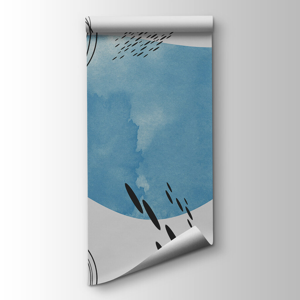 A colorful art with black lines and dots