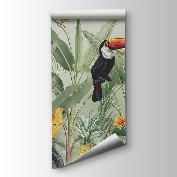 A wallpaper with birds and butterflies