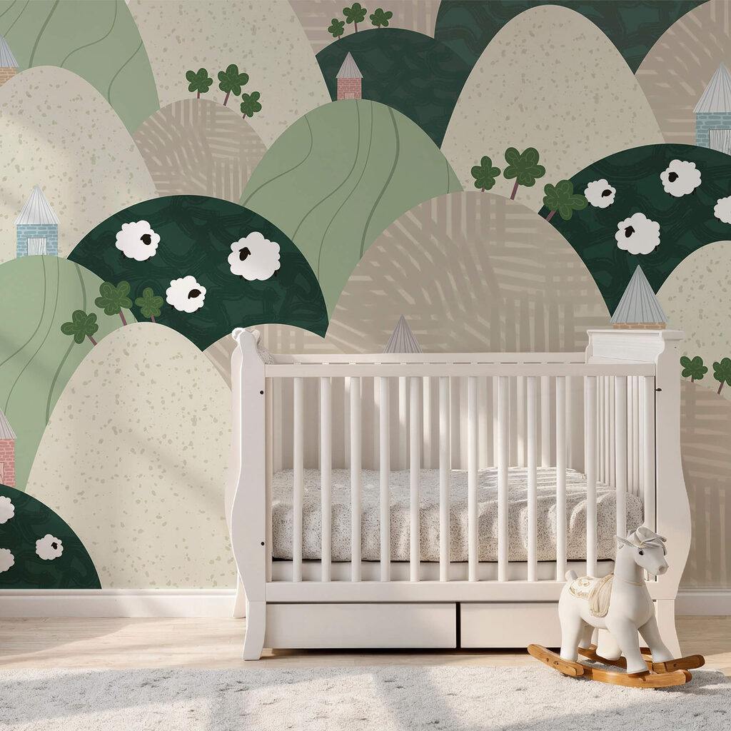 Landschaft mit Hügeln und Blumen Landschaft mit Hügeln und Blumen