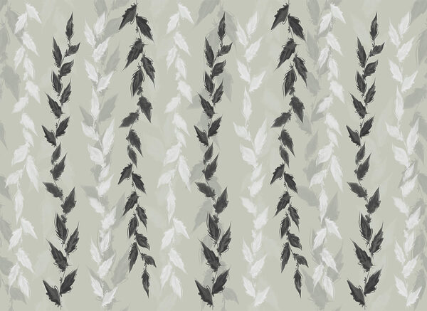 Black and white leaves on a gray background