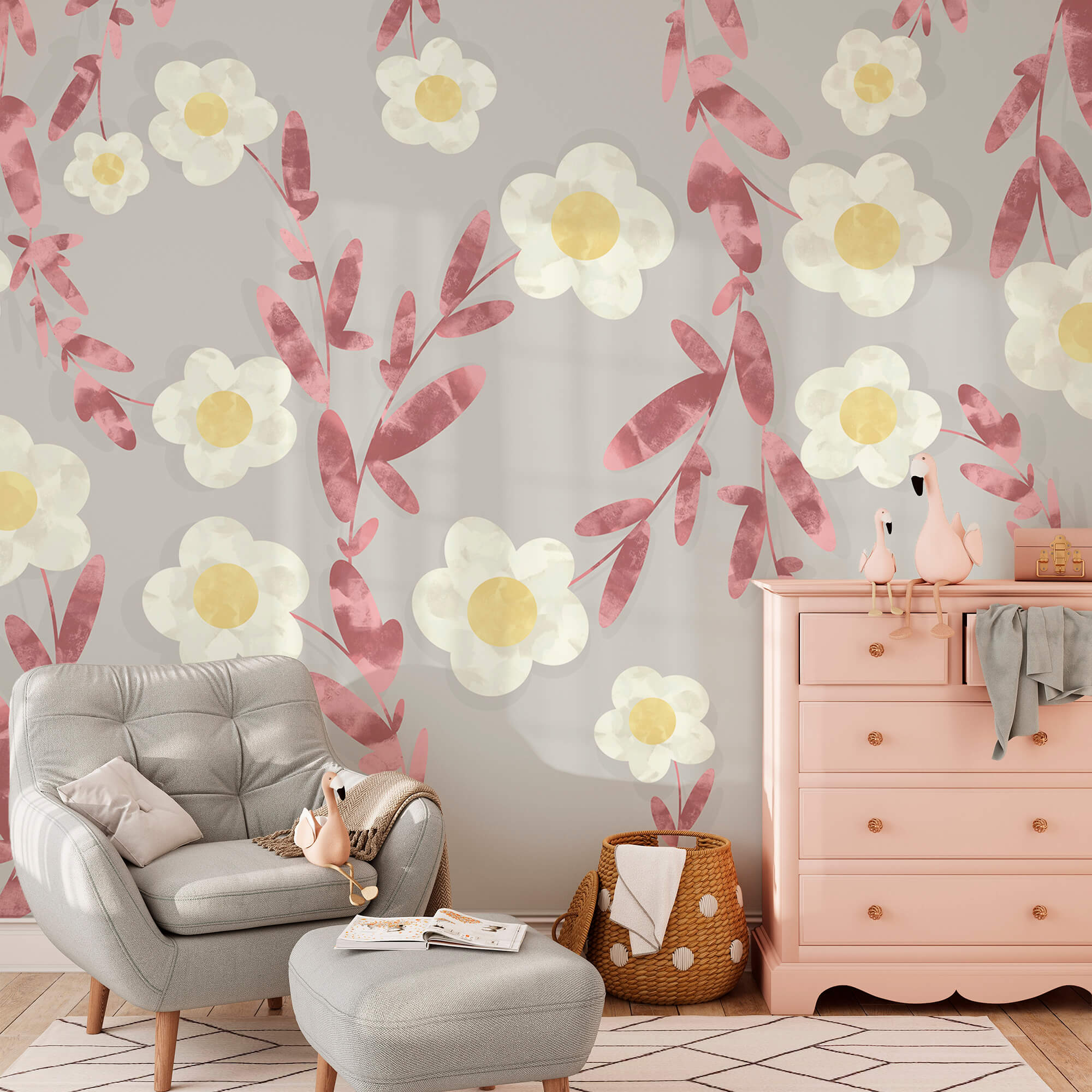 Muster aus weißen und gelben Blüten