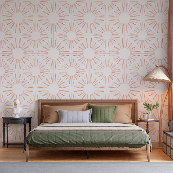 Muster aus orangefarbenen und weißen Linien