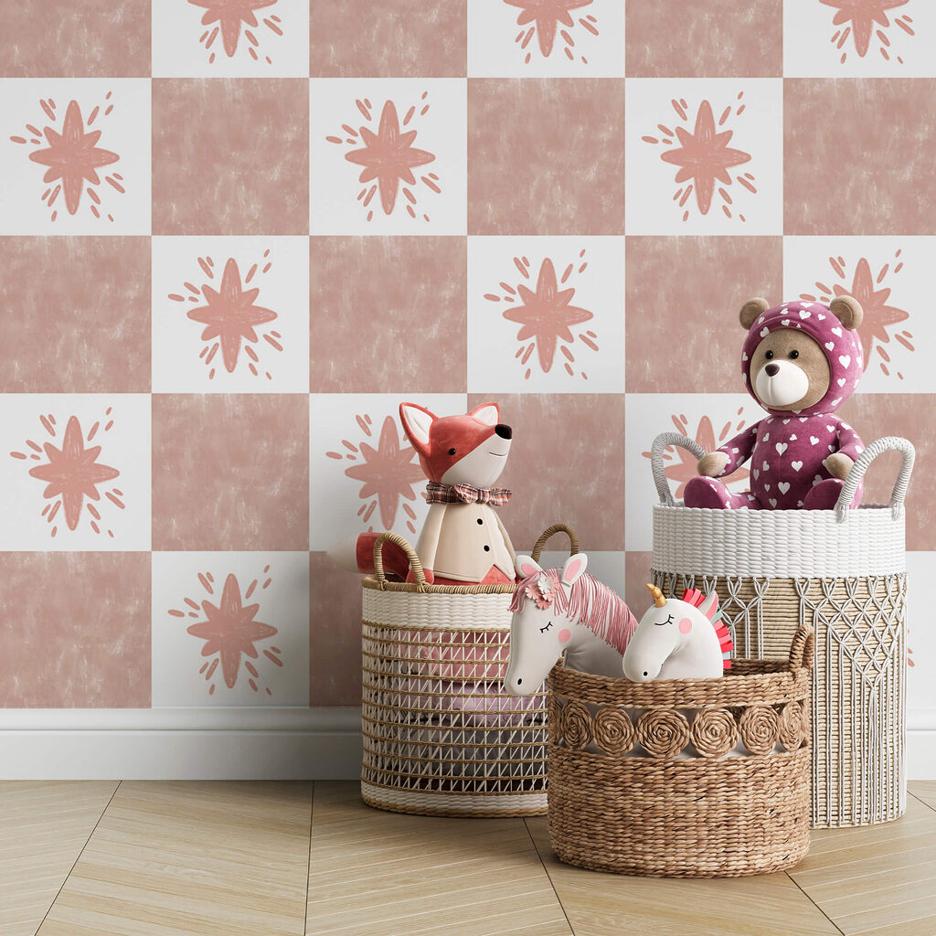 Muster aus rosa Quadraten mit weißen Quadraten