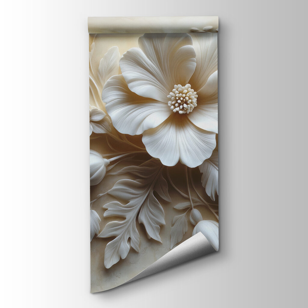 White flower and leaves White flower and leaves