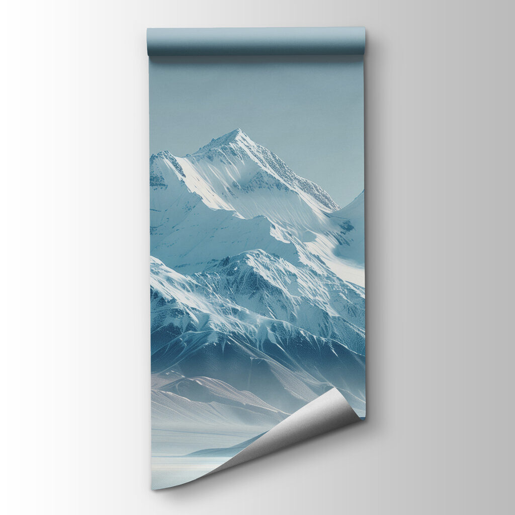 Snowy mountain range with a body of water Snowy mountain range with a body of water