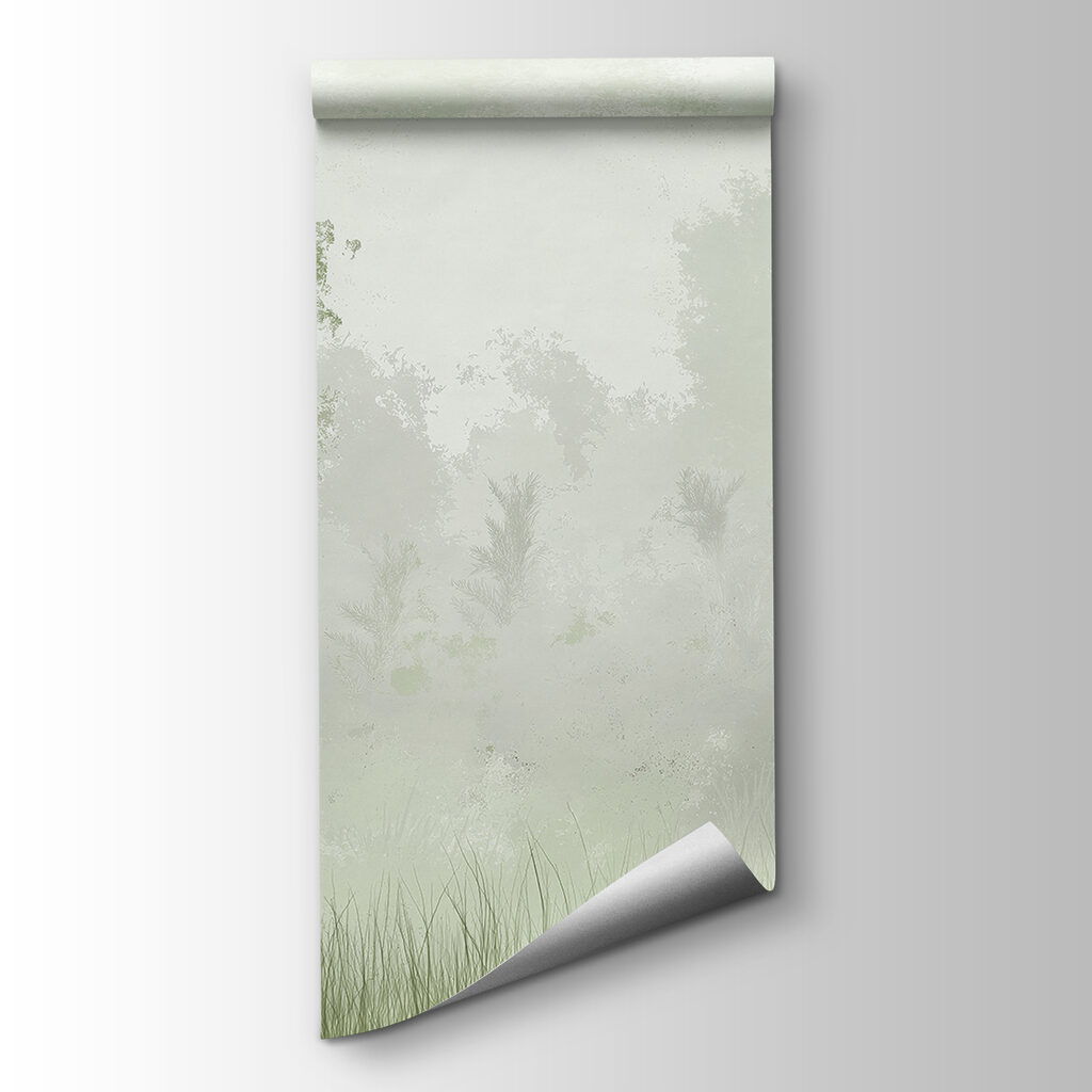 Foggy forest with trees