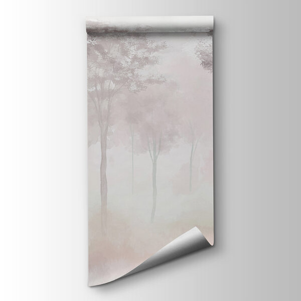 Group of trees in a foggy forest