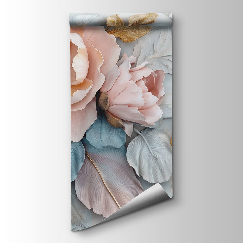 Group of flowers and leaves