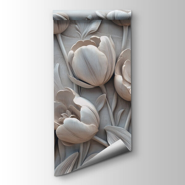 White flower carving on a wall