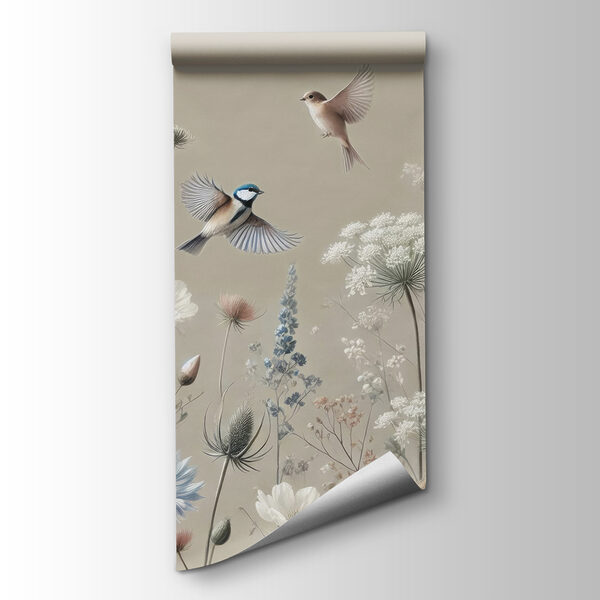 Birds on flowers and plants