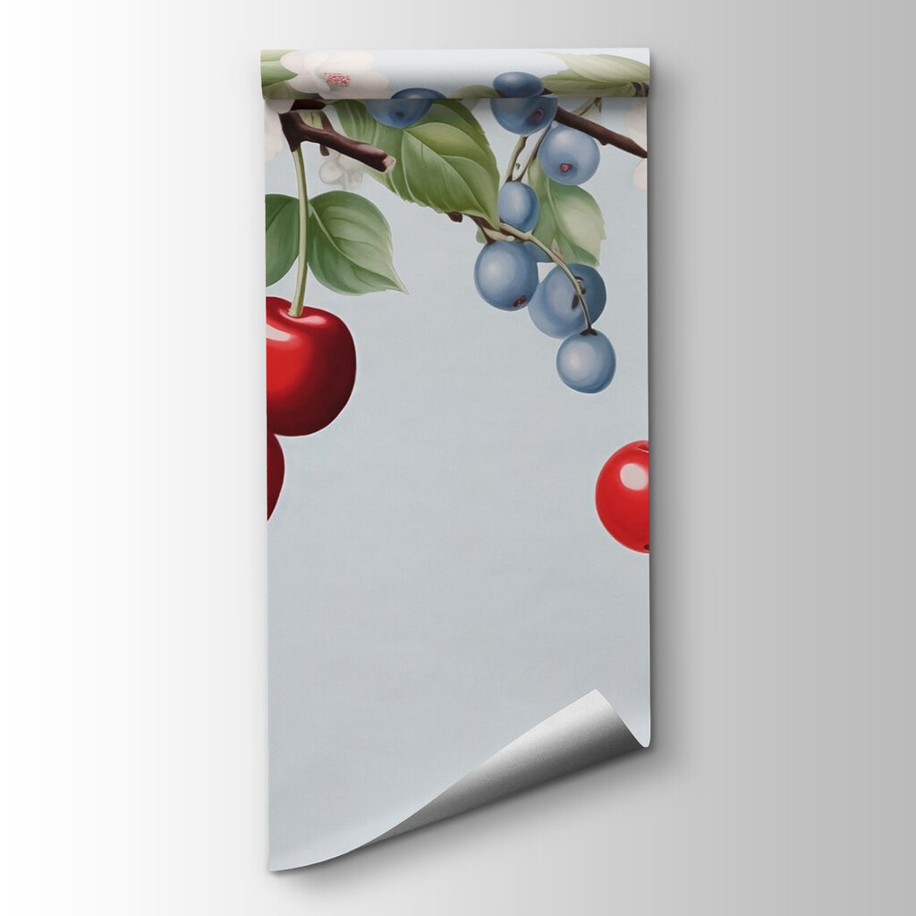 Cherry and blueberry on a branch