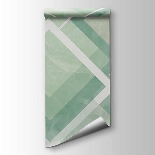 Green and white tile with white lines
