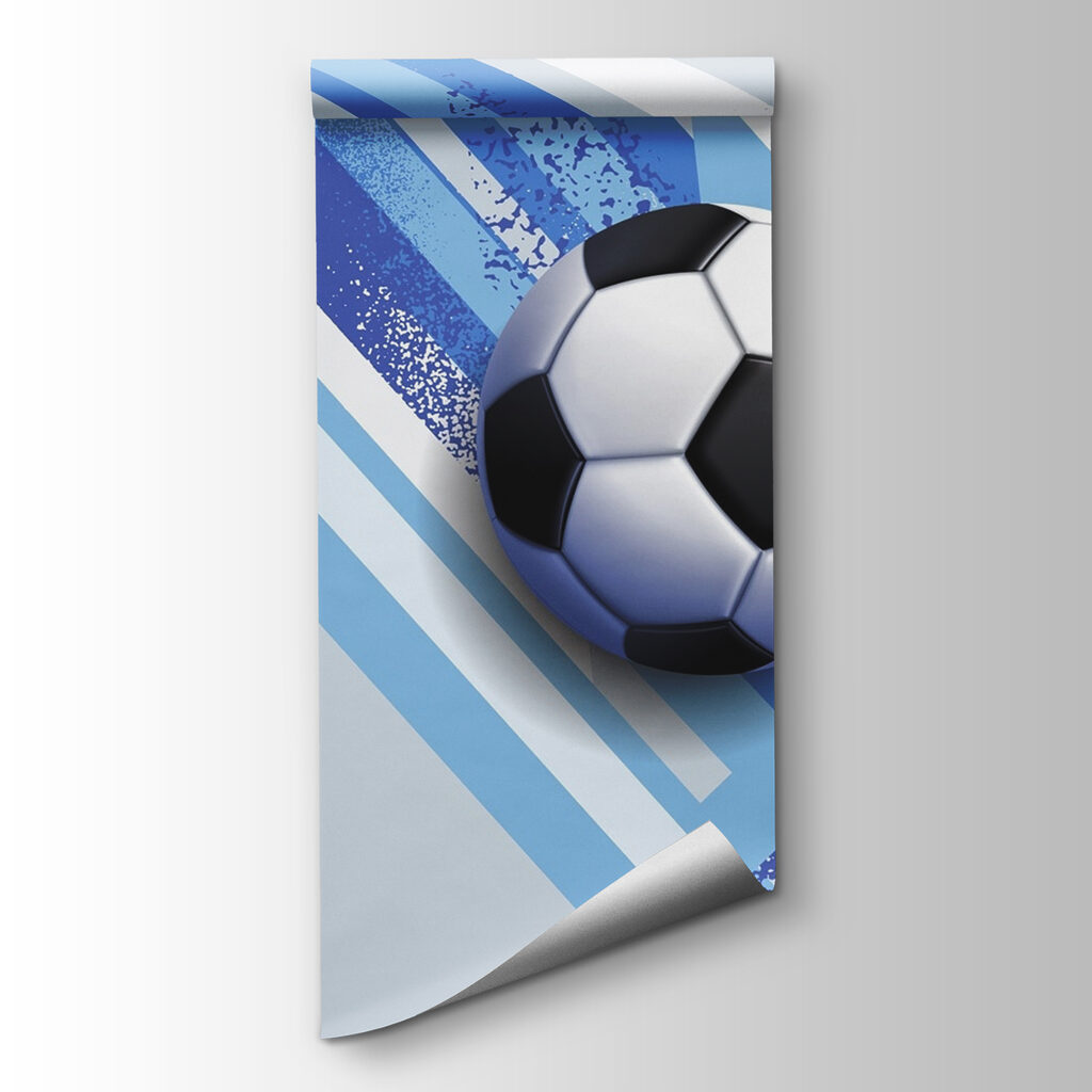 Football ball on a blue and white background