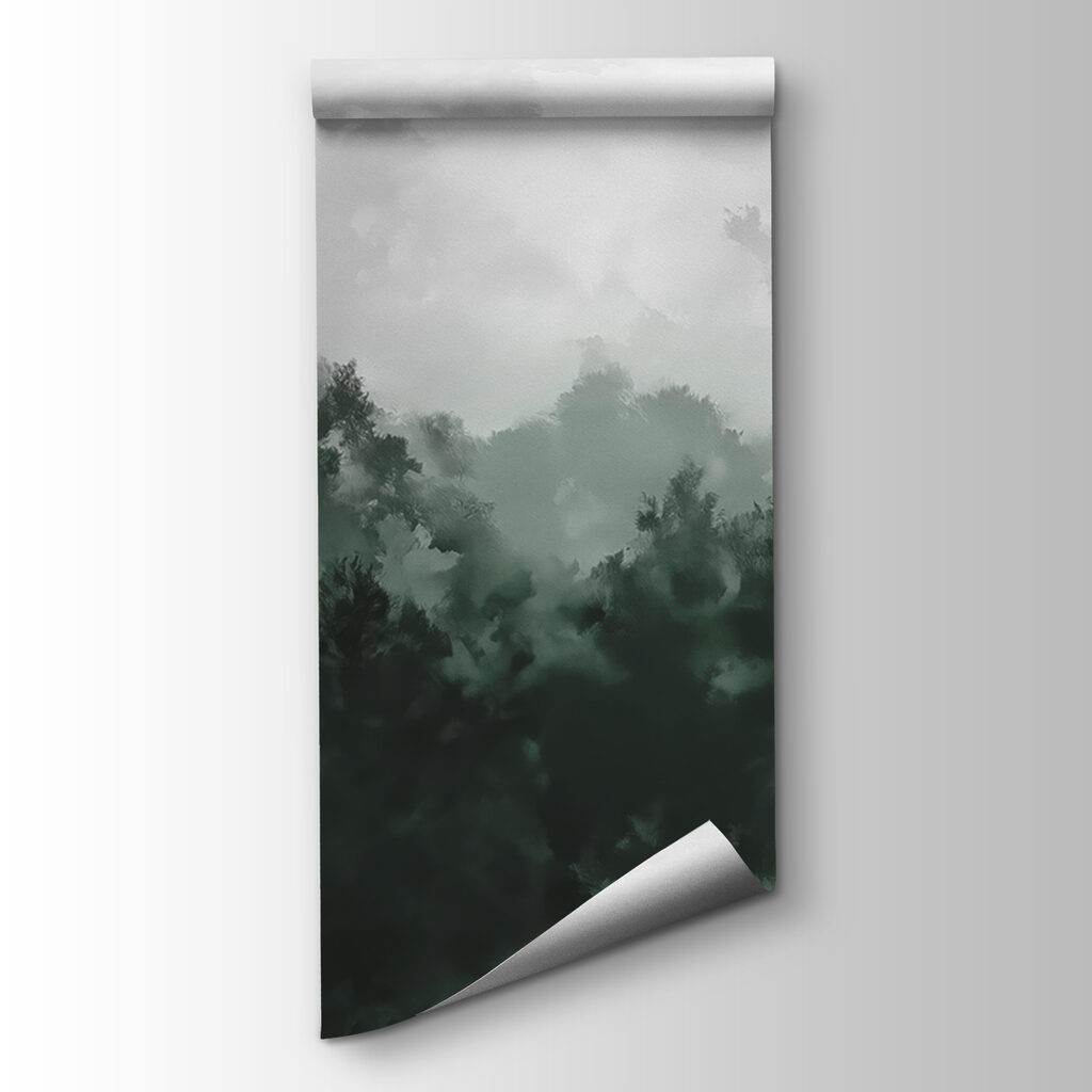 Foggy forest with trees Foggy forest with trees