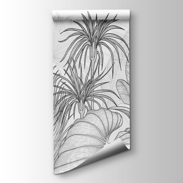 Black and white drawing of plants