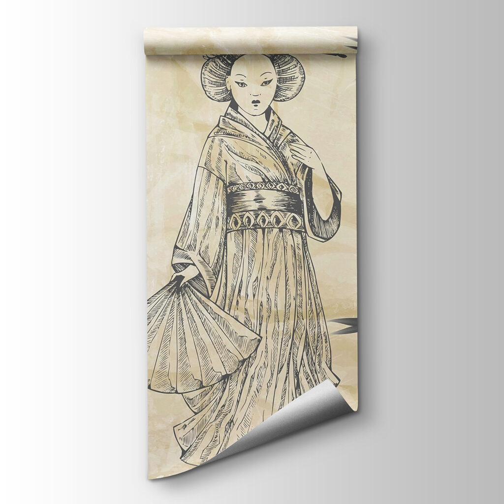Drawing of a woman in a kimono