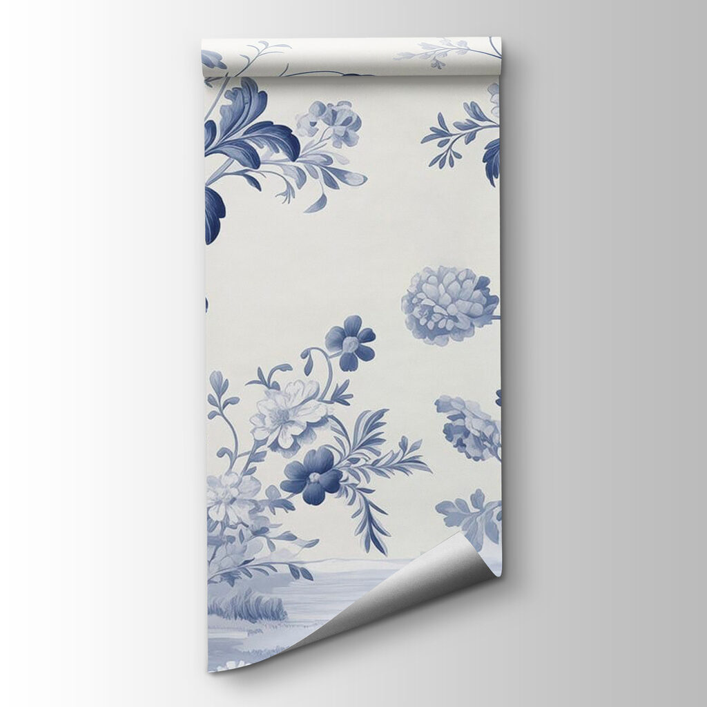 Blue and white floral design