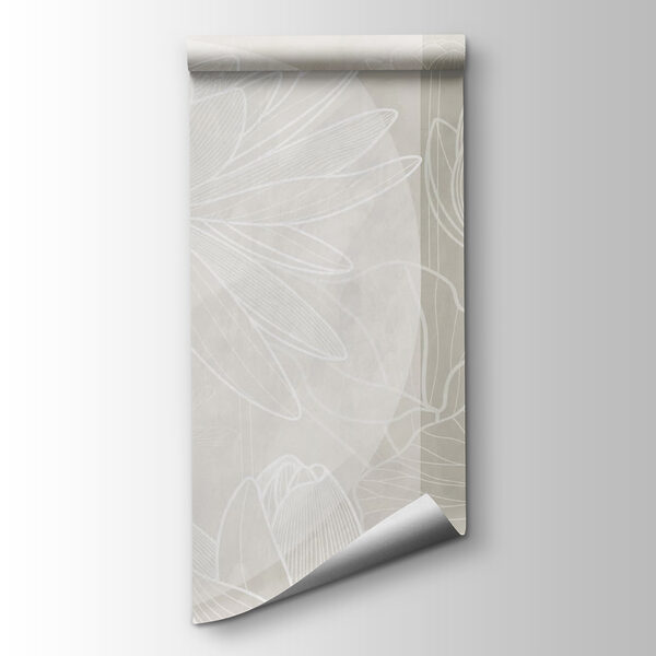 White flower drawing on a grey background White flower drawing on a grey background