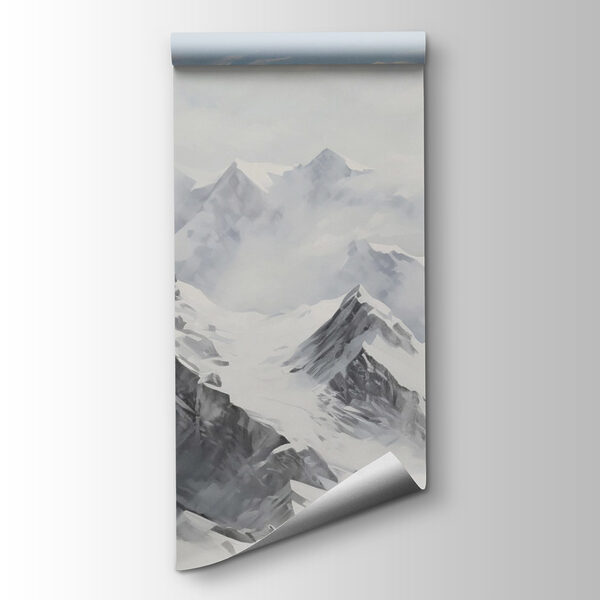 Snowy mountain range with clouds Snowy mountain range with clouds