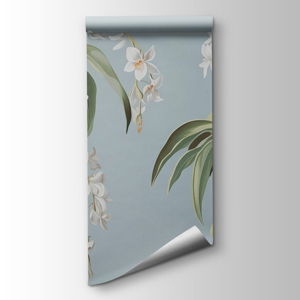 Wallpaper with white flowers