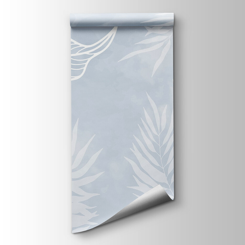 White leaves on a blue background White leaves on a blue background