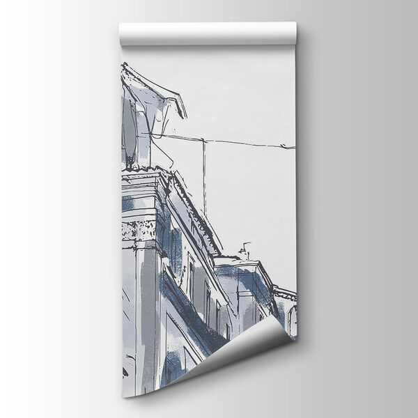 Drawing of a building with bells