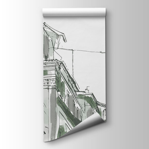 Drawing of a building with bells