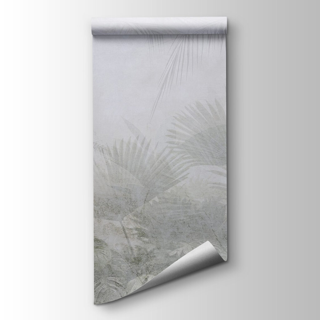 Foggy background with palm trees