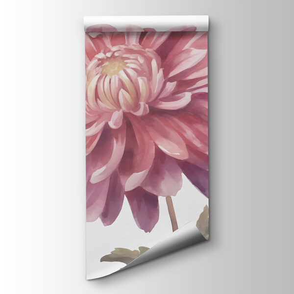 Pink flower with green leaves