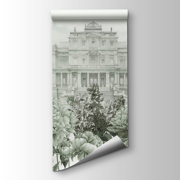 Large white building with flowers Large white building with flowers