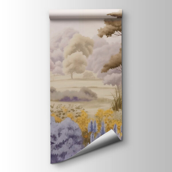 Landscape with trees and flowers